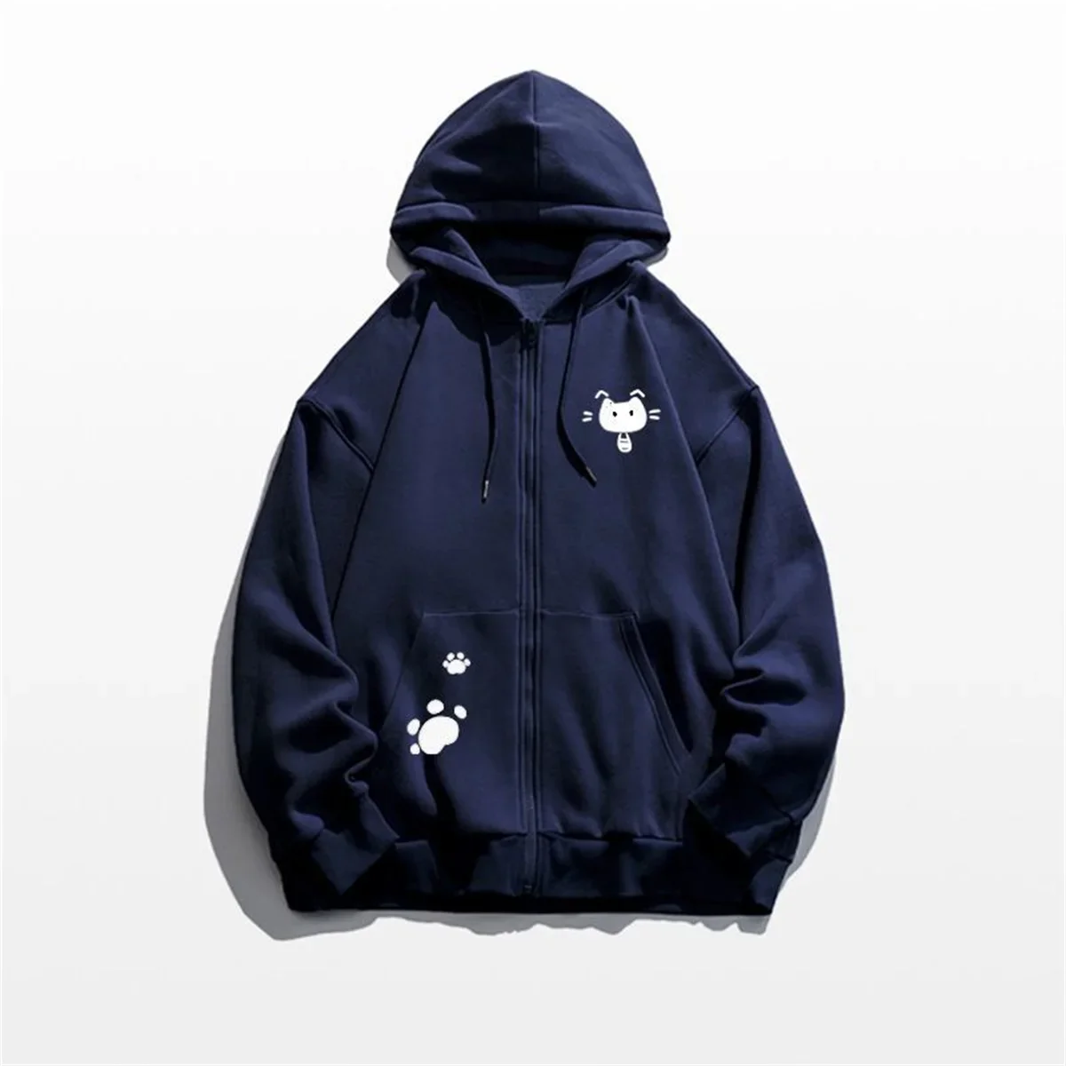 Frühling und Herbst, dünn, neuer Charme, Modetrends, vielseitig, lässig, locker, fauler Wind, 2025, neues süßes Mädchen, Reißverschluss, lustiger Katzendruck