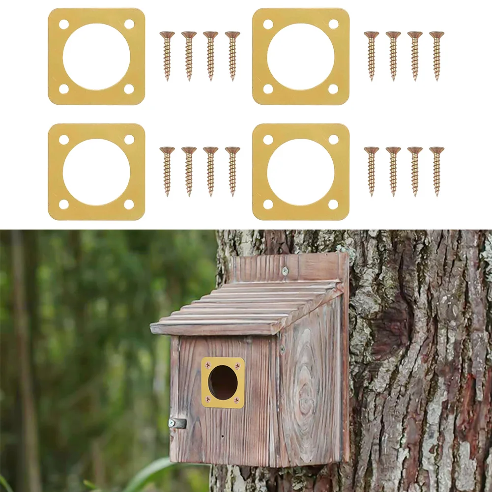 4PCS Metal Birdhouse Entrance Protector for Safety Rust Resistant Golden Color Fits 11 4 Inch and 11 8 Inch Holes