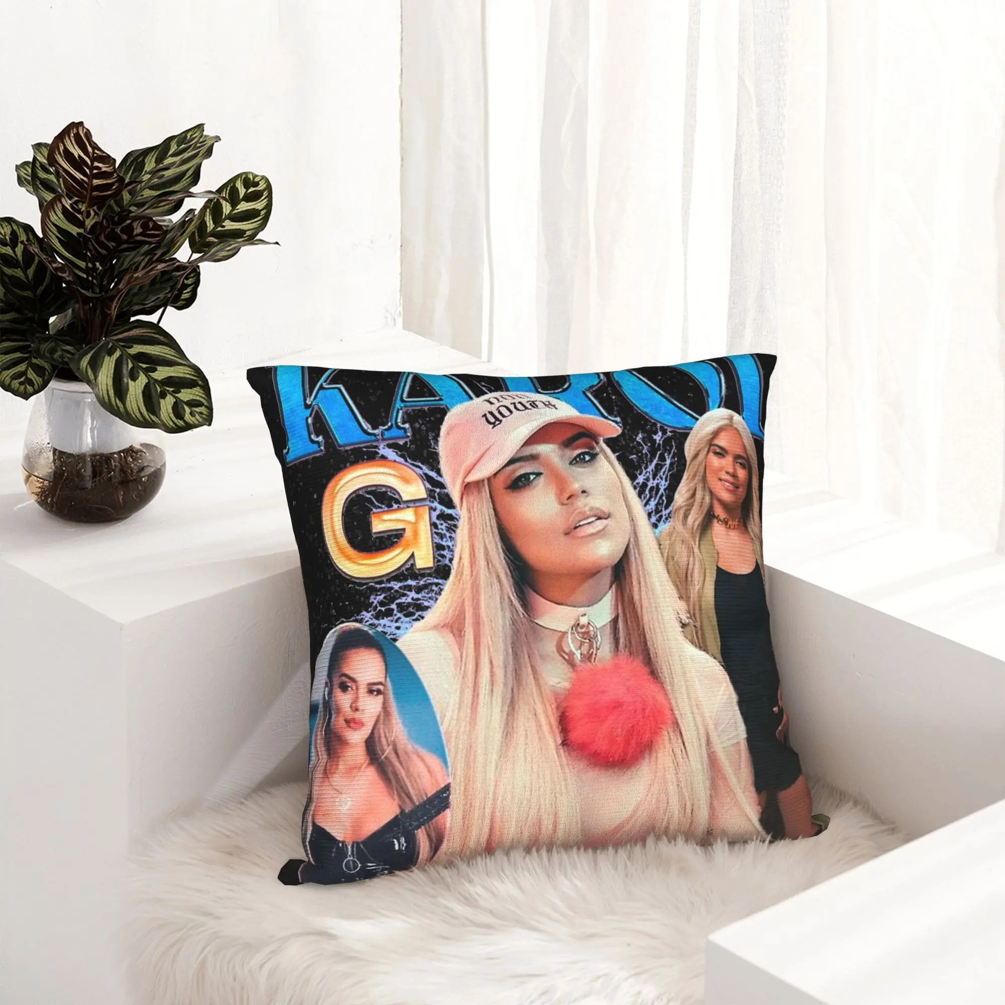 Karol G Pillowcase Double-sided Printing Polyester Cushion Cover Decoration  Pillow Case Cover Home Square 18''