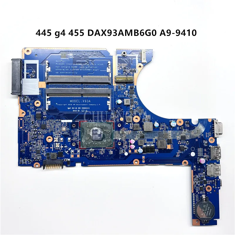 

860030-001 907358-601 809001-002 Laptop Motherboard For HP 445 g4 455 DAX93AMB6G0 A9-9410 CPU Mainboard