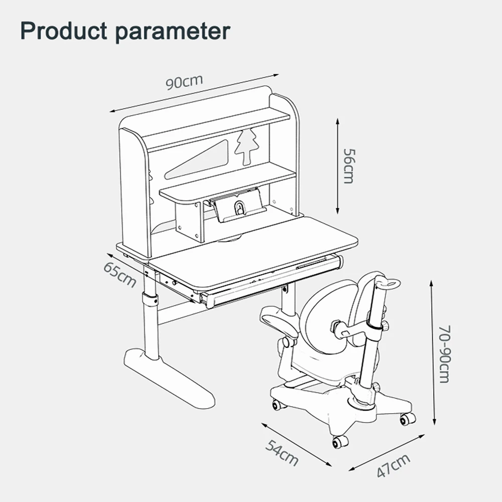 Ergonomic Kids Study Table Home Furniture Smart Design  Anti-Hunchback Children Learning Desk And Chair Set With Bookshelf