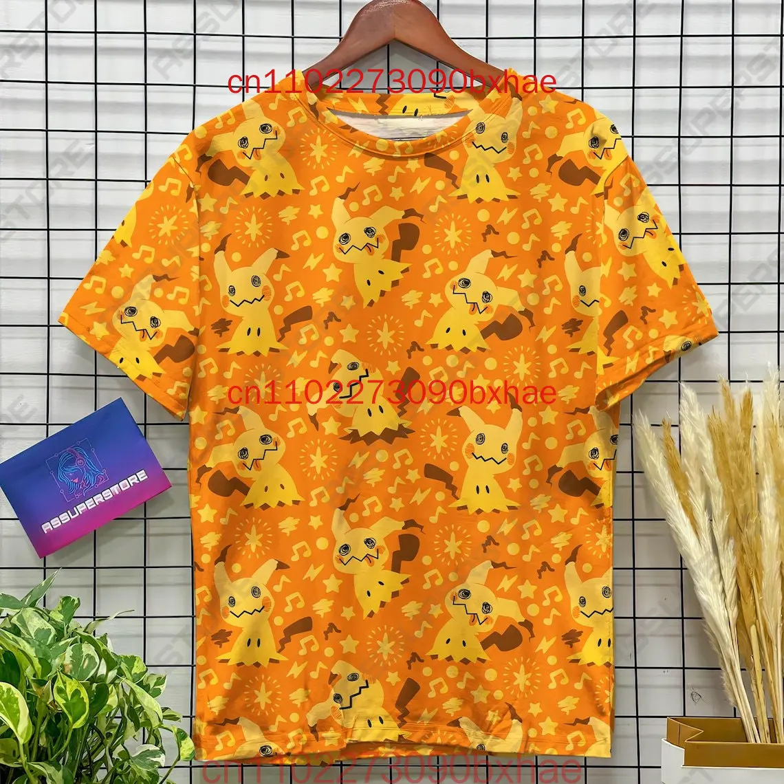 

Mimikyu Pokemon Men's Short Sleeve T-Shirt 3D Print Japanese Cartoon Cosplay Costume Cute Street Fun Children's T-Shirt Sports