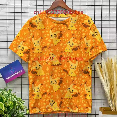 Mimikyu Pokemon Men's Short Sleeve T-Shirt 3D Print Japanese Cartoon Cosplay Costume Cute Street Fun Children's T-Shirt Sports