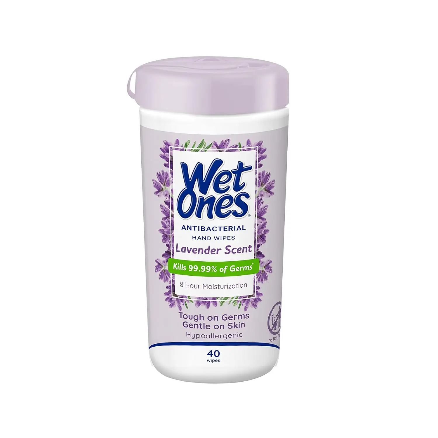 

Antibacterial Hand Wipes with Lavender Scent, Moisturizing and Hypoallergenic, 40 Count Canister for Clean Skin