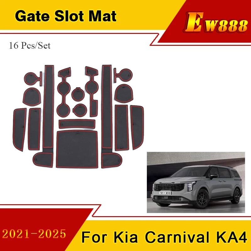 

Door Groove Mat Fit For Kia Carnival KA4 LX 2021-2025 2022 2023 Car Styling Accessories Rubber Cup Cushion Phones Gate Slot Pad