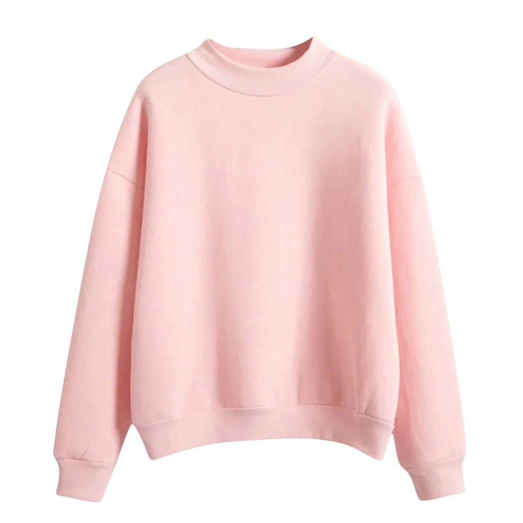 Woman Sweatshirts 2024 Korean Sweet O-neck Solid Pullovers Thick Autumn Winter Candy Color Loose Hoodies Solid Ladies Clothing