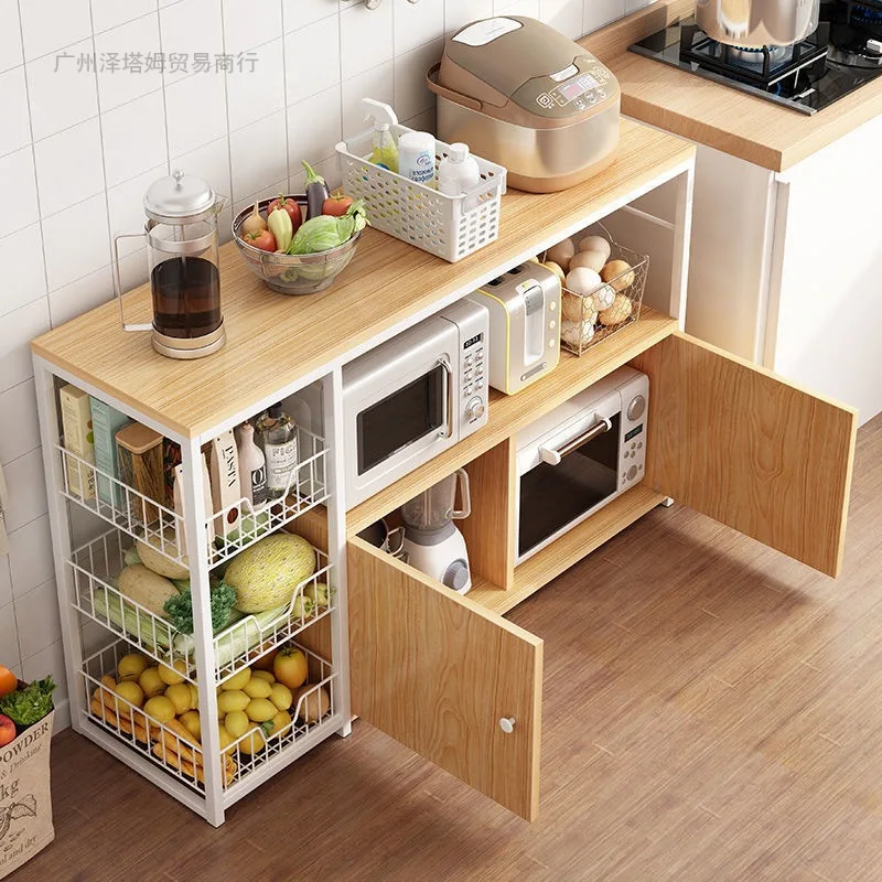 

Kitchen Shelf Floor Multi-Layer Locker Cutting Board Combination Microwave Oven Multi-Functional Cookware Storage Rack