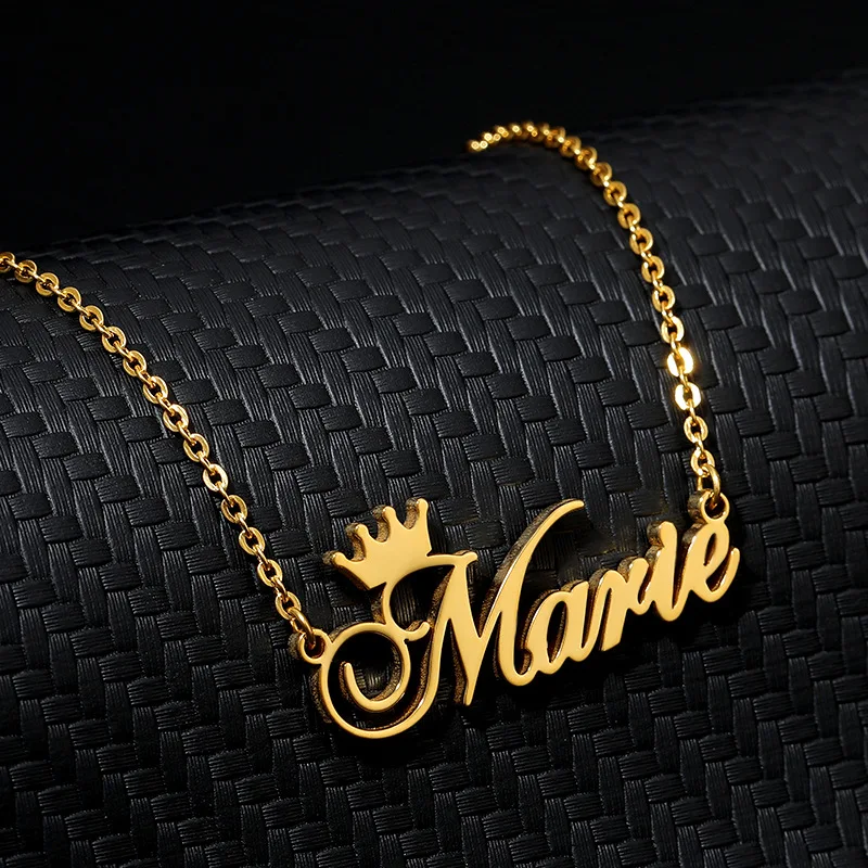 Collar con nombre personalizado para mujer y niña, colgante de placa de identificación con letras personalizadas de acero inoxidable, el mejor regalo de joyería