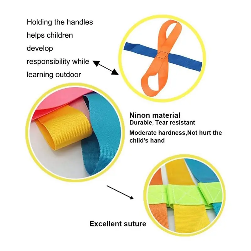 A21Q -2 Pack Children's Safety Walking Ropes With 12 Colorful Each Handles, Outdoor Daycare Rope For Preschool Daycare Teacher