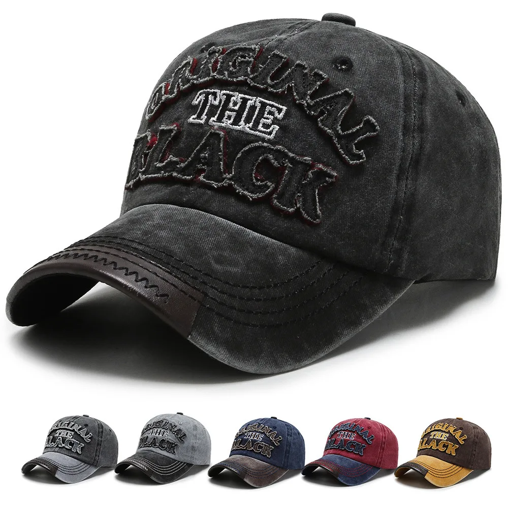 

New Retro Washed Baseball Cap Fitted Cap Snapback Hat for Men Bone Women Gorras Casual Casquette Letter Black Cap