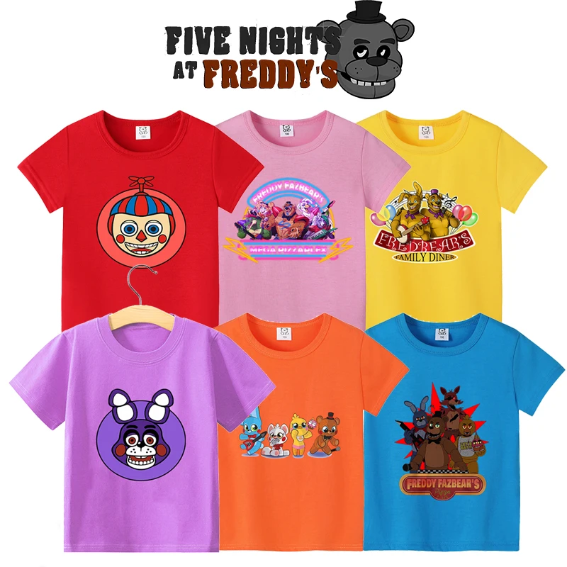 Five Nights At Freddys Farbe Kinder T-Shirts Anime FNAF Kurzarm Baumwolle T-Shirts Mode Spiel Kinder Tops Sommer Kleidung Geschenk