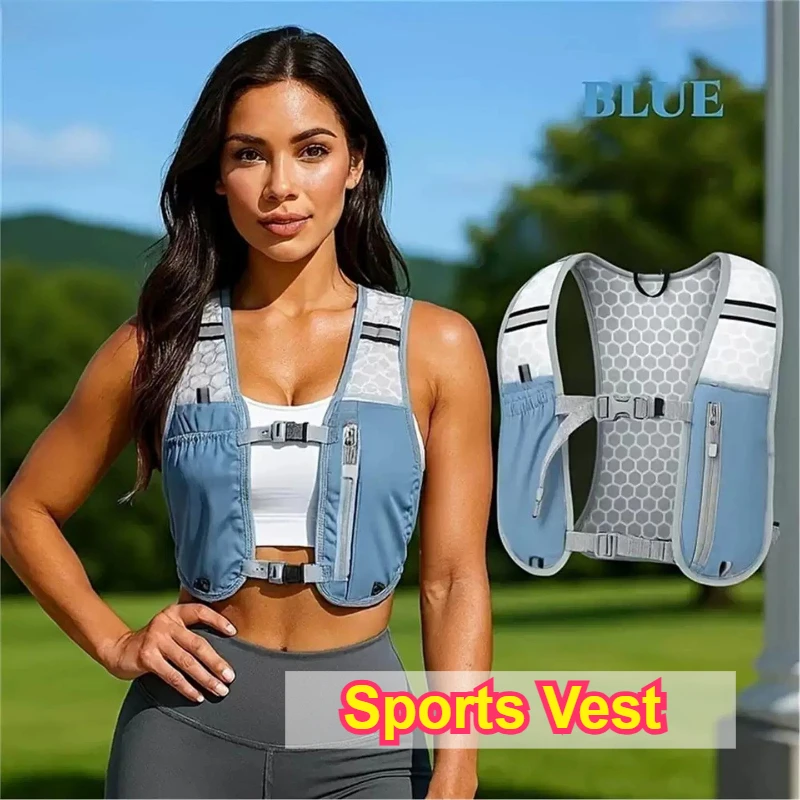 Unisex Organized Storage Sports Vest Exercise T-shirts Accessories Lightweight Sporty Water Bottle Phone Pockets Hiking Gilet