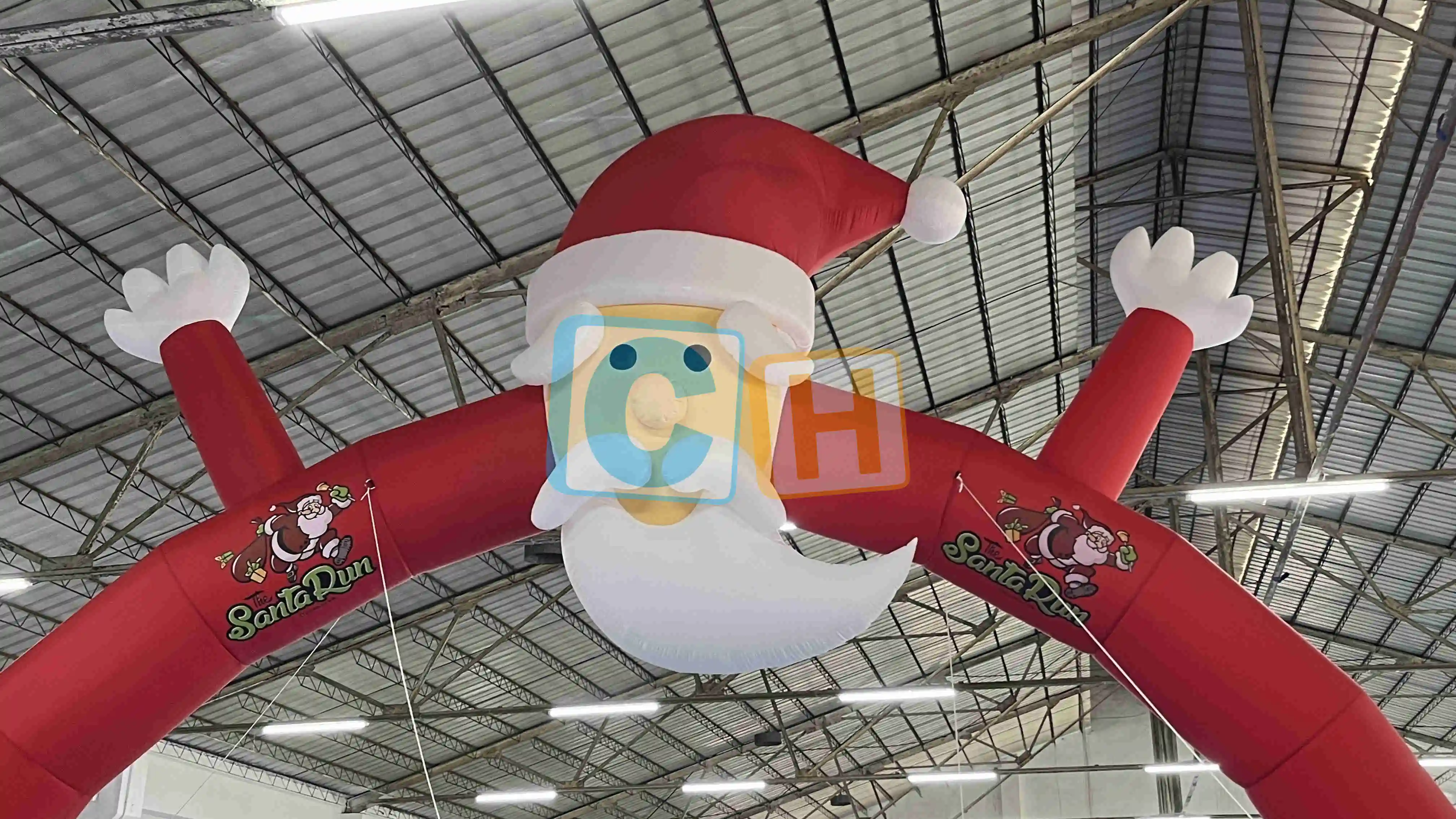 Arco inflable de PVC de Papá Noel para entrada, arco festivo para Navidad, alegría mágica, promoción al aire libre, soplador de aire Digital LED