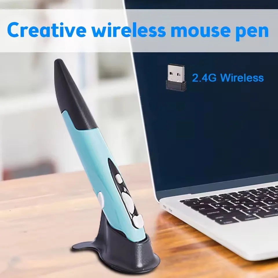 Newest 2.4G Wireless USB Optical Presenter Pen Mouse Adjustable 4 Keys Mini Mice for Tablet Laptop PC Desktop Smart TV Box Mice
