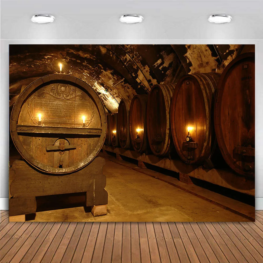 Wine Cellar Backdrop Bar Club Background Vintage Barn Oak Barrel Western Cowboy Underground Storage Room Oktoberfest Party Decor