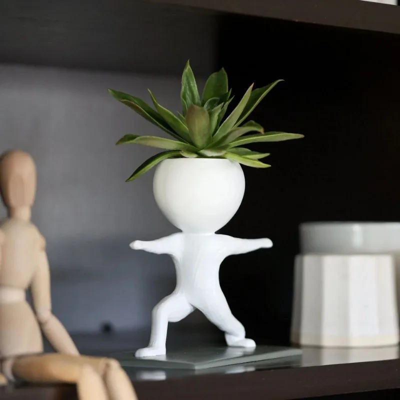 Human Shaped Fitness Flower Pot Ornament Home Courtyard Design Decoration Creative Art Home Decor Resin Plant Pots Plants