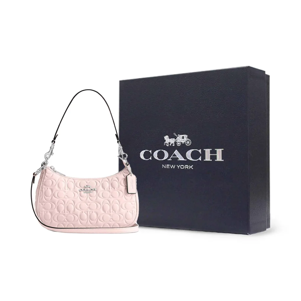 COACH Teri Leather Shoulder Bag Medium Women's Pink CY774-SVB5