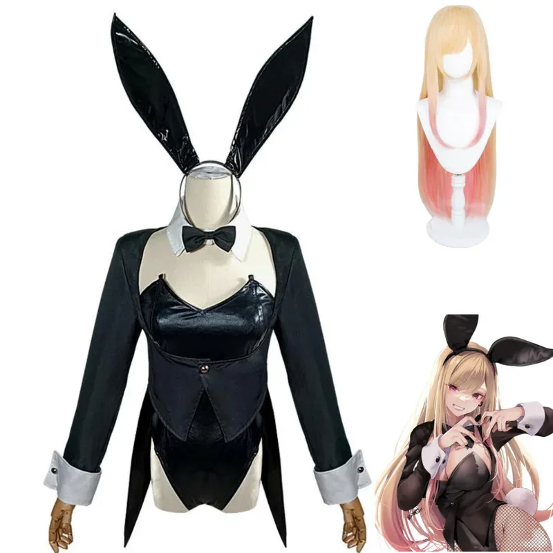 2025 aaa أنيمي بلدي اللباس حبيبي كيتاجاوا مارين تأثيري حلي كوس اسم الأرنب فتاة سوداء حللا معطف شعر مستعار امرأة مثير كرنف