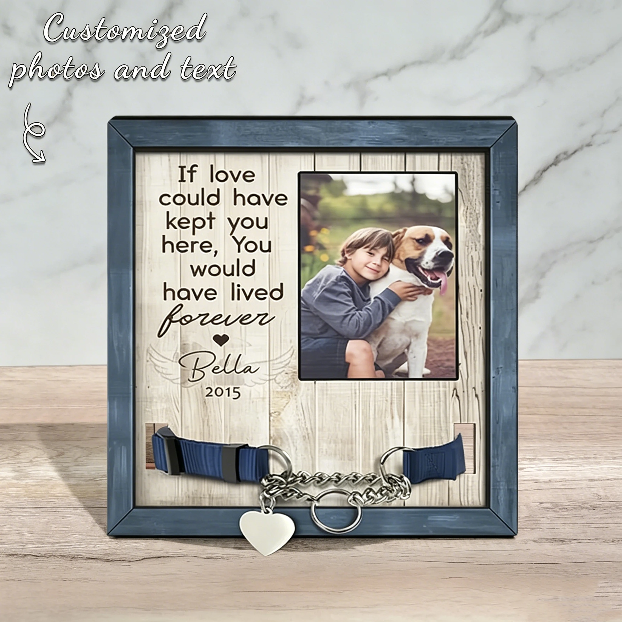 Custom Personalized Pet Memorial Frame,Dog Collar Holder,Wall Mount & Tabletop Display,Home Decor,Pet Remembrance Keepsake