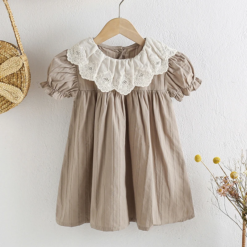 1-6Yrs Kinder Baby Kleid Sommer Mädchen Süße Spitze Kragen Prinzessin Kleid Neue Kinder Baby Mädchen Kleid Baumwolle Kinder Kleidung Kleid