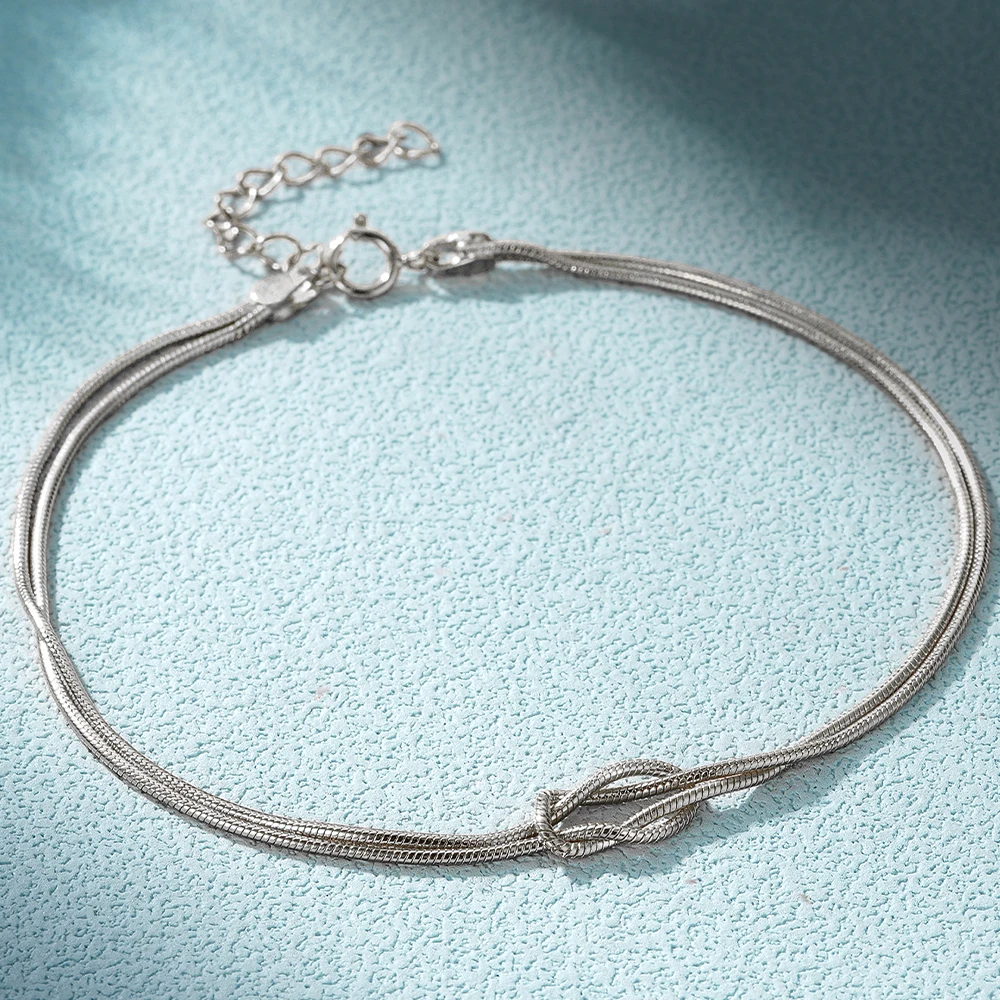 CANNER-pulsera de plata de ley S925 para pareja, cadena de doble capa con diseño de cruz, cadena de hueso de serpiente, regalos minimalistas del Día de San Valentín