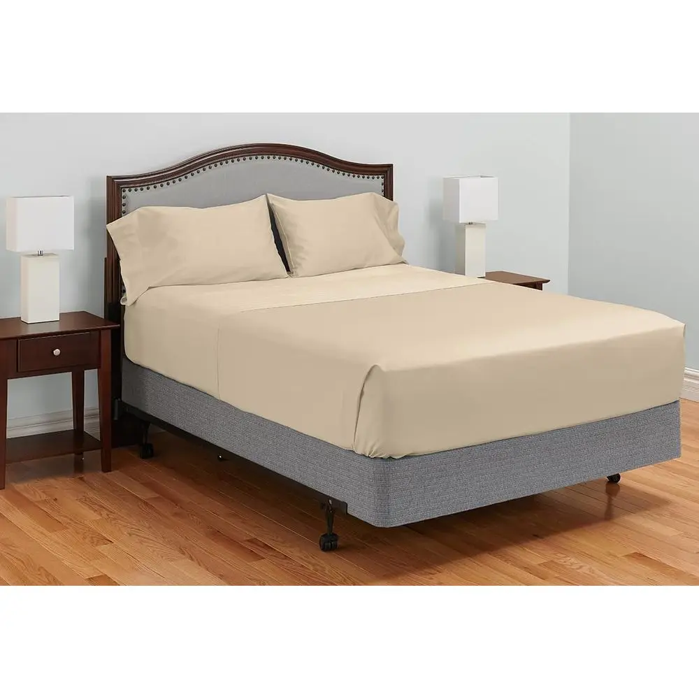 Giza Dreams Bed Sheets, 100% Certiied Giza Egyptian Cotton, Deep ket, Sateen Weave [King, Tan]