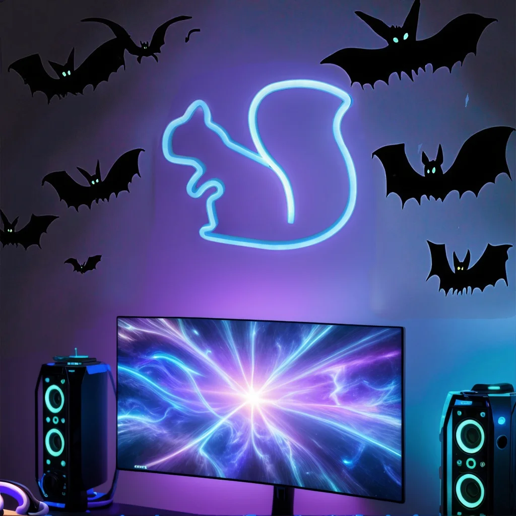 Halloween personalizado led sinal de néon morcego fantasma forma animal atmosfera decoração villa festa luz da noite usb ou alimentado por bateria