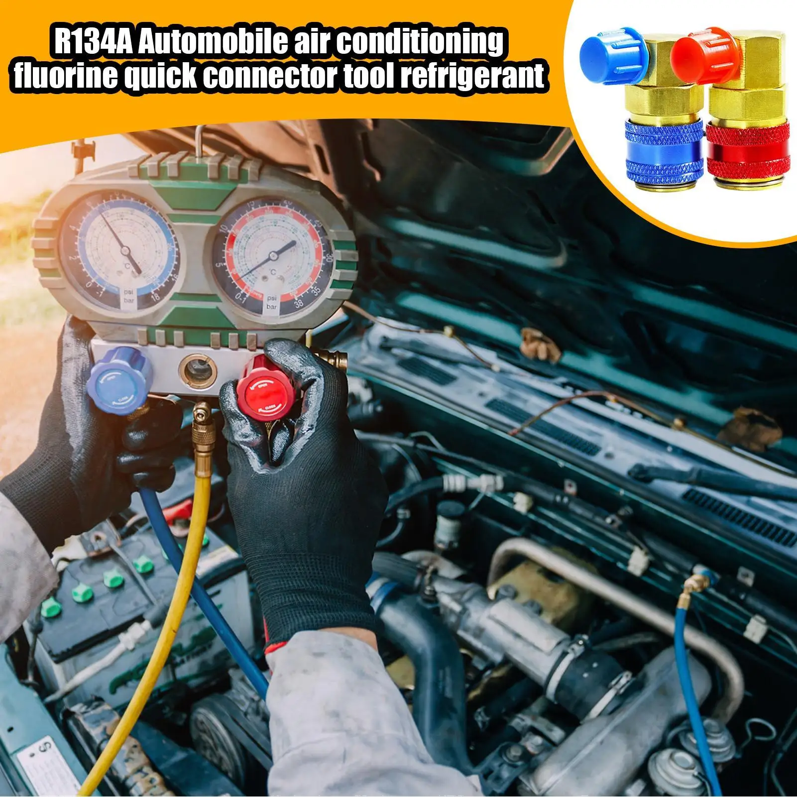 

Universal Car AC Quick Coupler R134a/R12 Compatible Leak-Proof Brass Connector for DIY Refrigerant Replacement