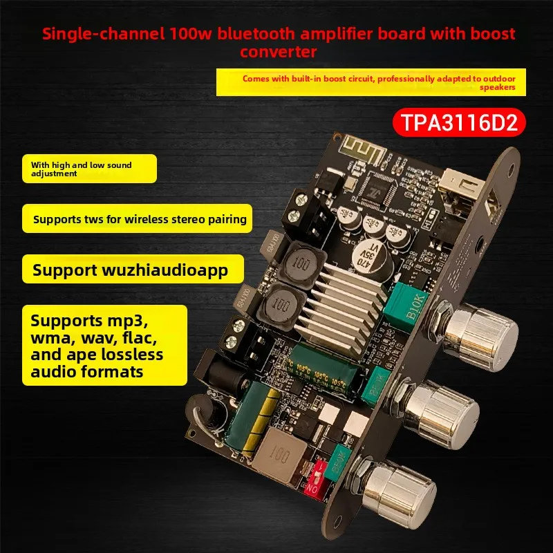 100W Mono Bluetooth Amplifier Board with Boost High and Low Tone TWS Outdoor DIY Speaker 1001UTPA3116