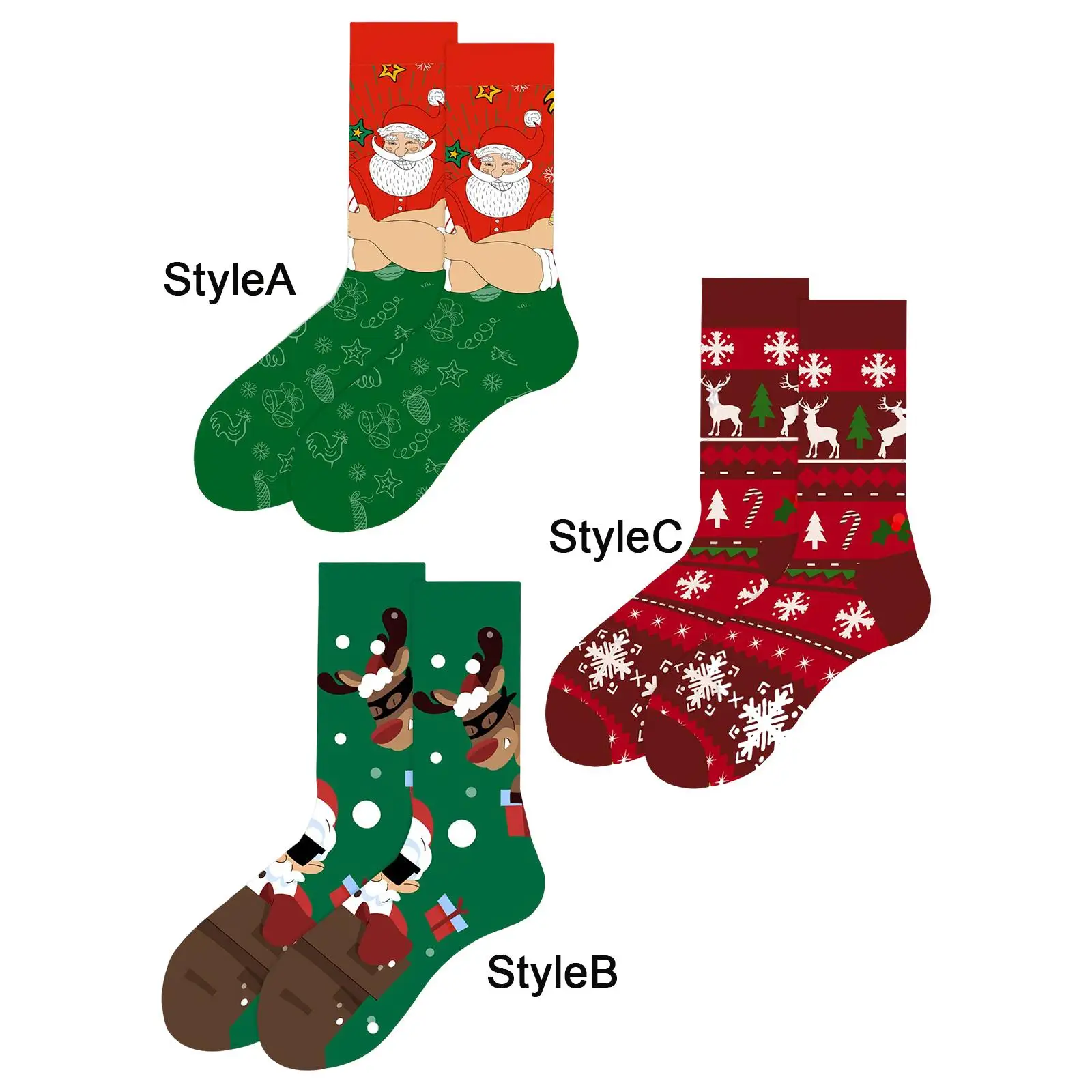 Fashion Christmas Socks, Socks Warm Long Sock for Teens Men Women Xmas Tree