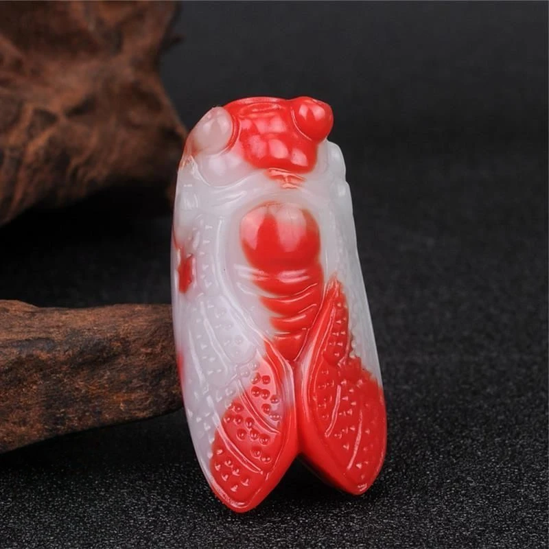 Bloodstone cicada pendant golden jade cicada blockbuster pendant colorful jade necklace pendant