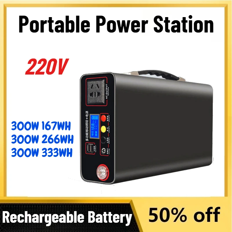 

NEW 300W Portable Power Station 220V Solar Generator Outdoor Camping Emergency Mobile Power Bank 90000mAh LiFePO4 Backup Battery