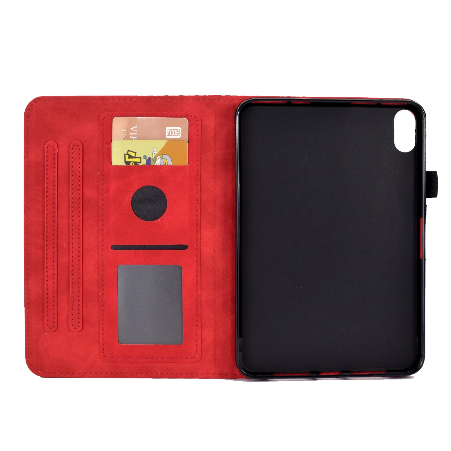 For Xiaomi Redmi Pad 2 11 Case Card Slots Block Pattern Leather Cover - Red