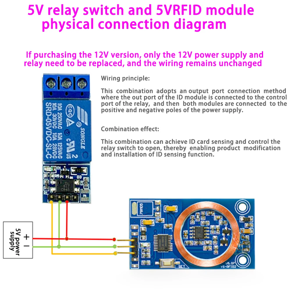 ID Card Learning Module RFID Reader IO Port 125K RF Microcontroller Controlled Access Control Card Swiping Modification RFID 2