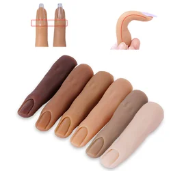1pcs Soft Silicone Practice Fake Finger Nail With Joints Bendable False Fingernails Tips Manicure Nail Training Model Accesories