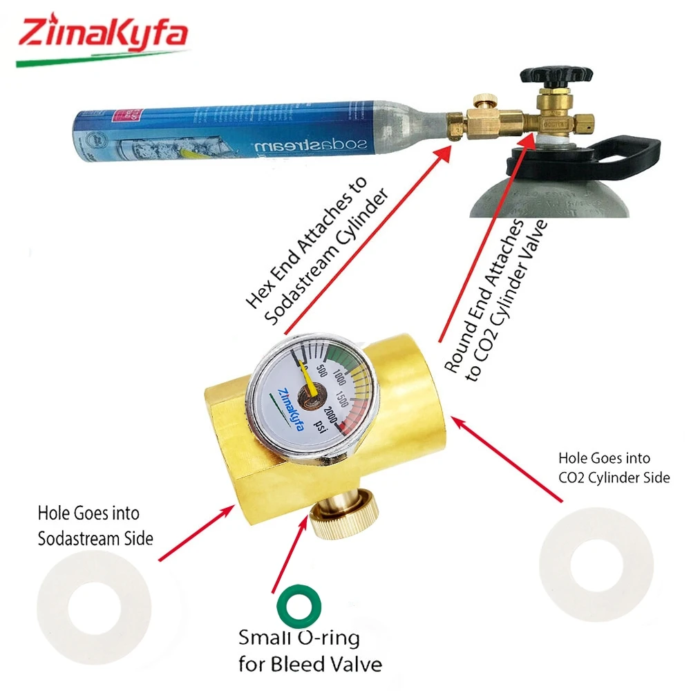 CO2 Cylinder Refilling Fill Station Adapter Soda Bottle Adapter with Bleed Valve TR21-4 to W21.8 or CGA320 Connector