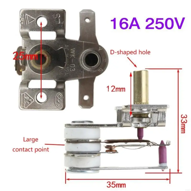 63HF 250V 10A 16A สวิตช์อุณหภูมิสูงเตาอบเทอร์โมสทัทการควบคุมอุณหภูมิเครื่องทำความร้อนไฟฟ้า bimetal