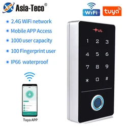 Tuya App 2.4G WIFI Fingerprint Access Control Keypad Security Protection Outdoor Door Entry Rfid 125Khz Digital lock Card Reader