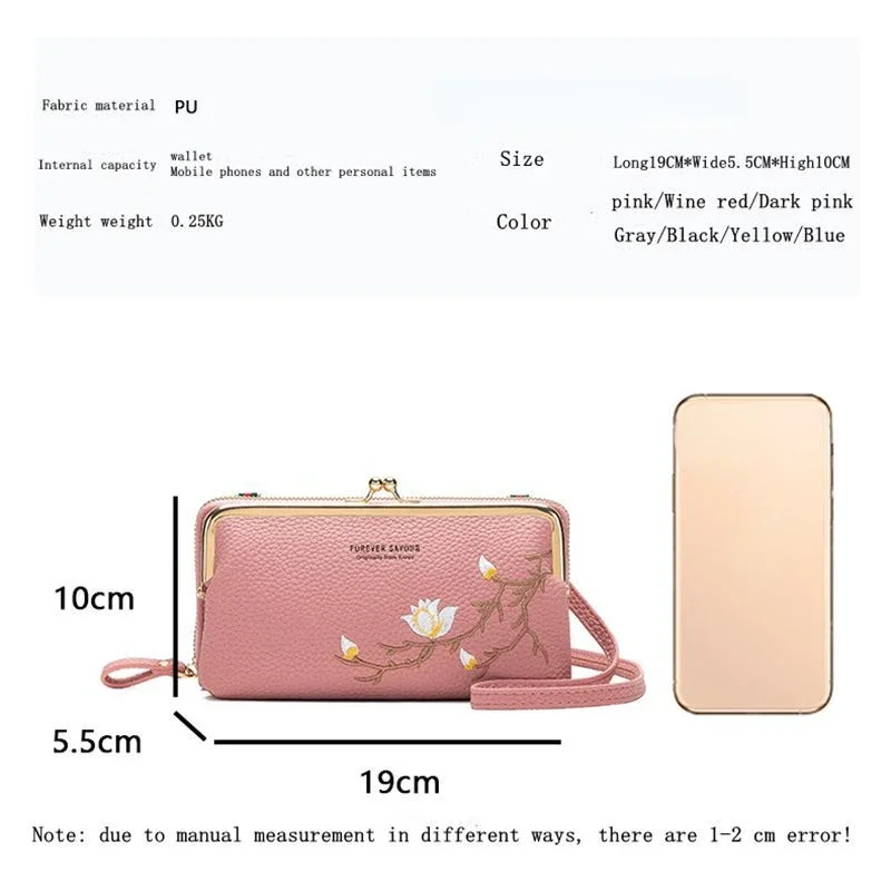 PU Leather Women Wallets Business Credit Card Holder Fashion Messenger Vintage Zip Mobile Phone Bags Clutch Ladies Coin Purse