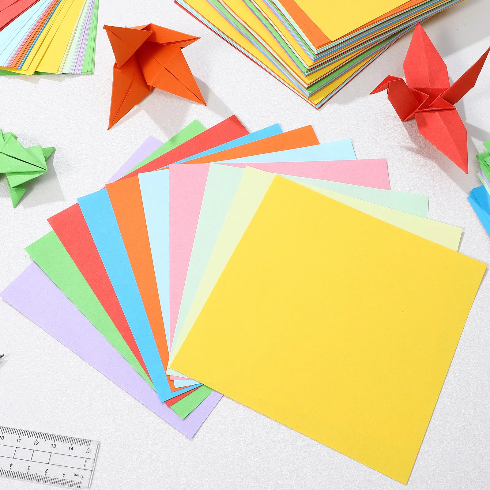 100Sheets Colorful Square Origami Papers Assorted Pastel Colors Premium Thick Smooth Virgin Wood Pulp for Adults DIY