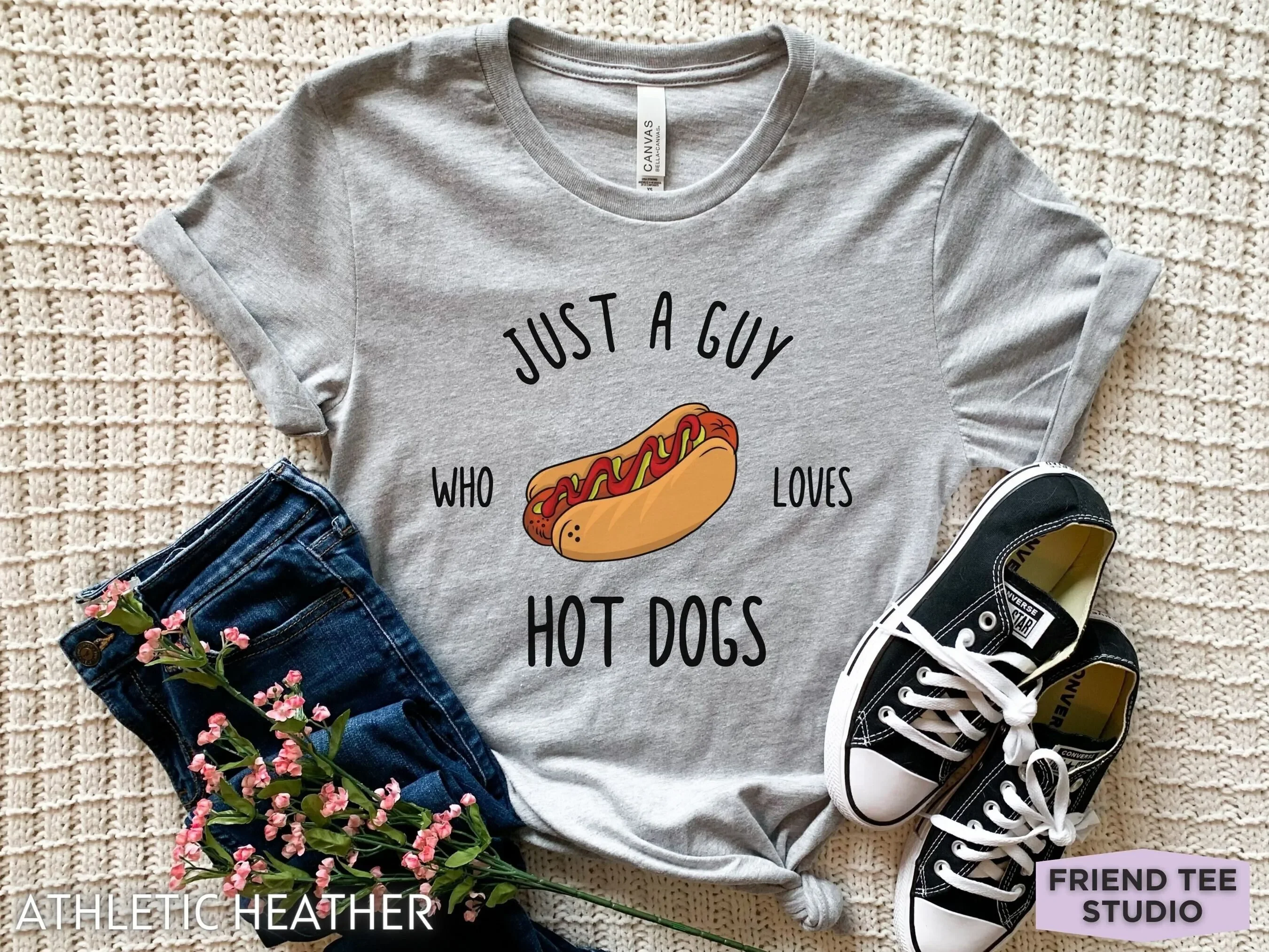 Just A Guy Who Loves Hot Dog T Shirt Vendor Print Funny Eating Competition