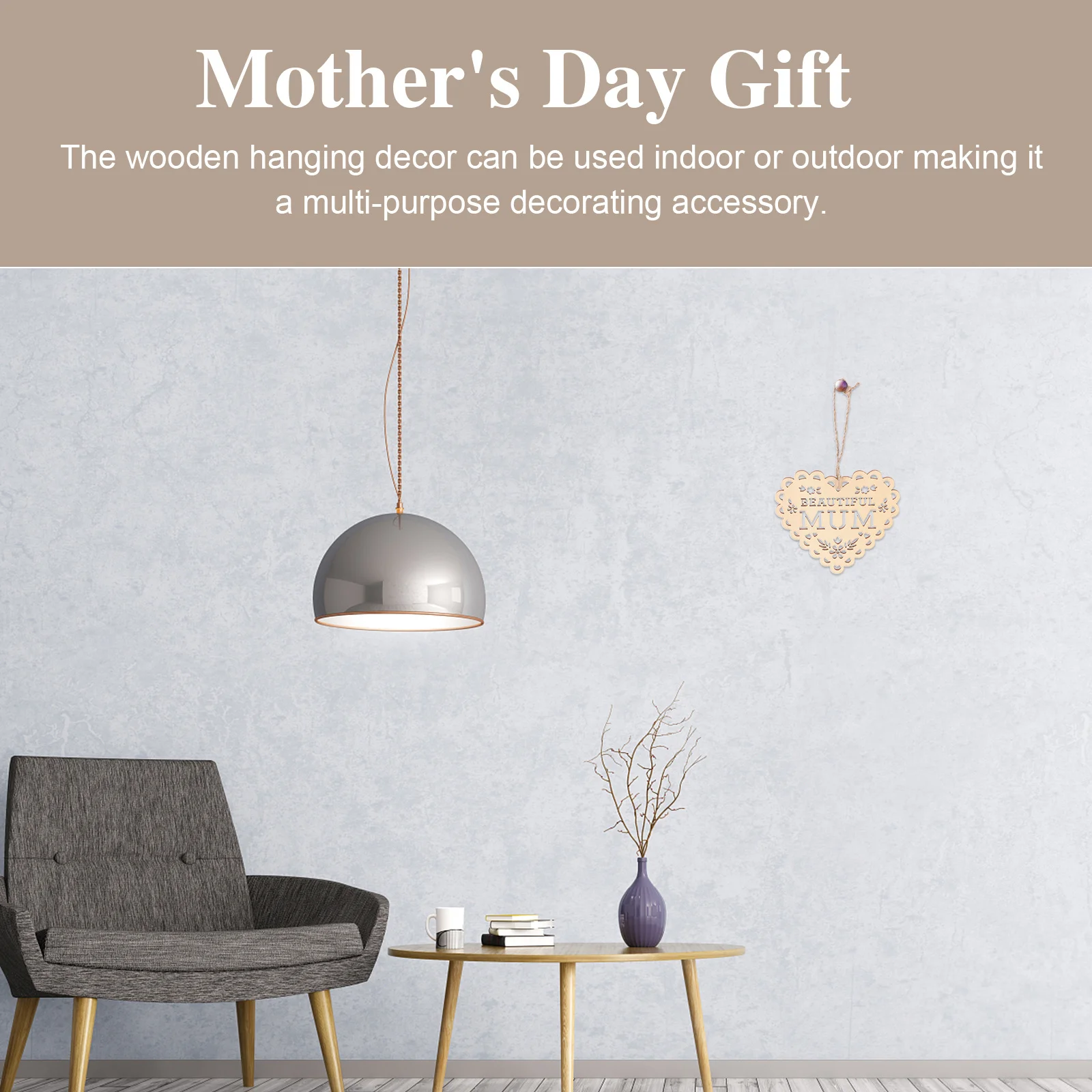 

20Pcs Hollow Wooden Crafts Heart Shaped Hanging Ornaments Mother's Day Wood Decor for Home Family Festive Decoration