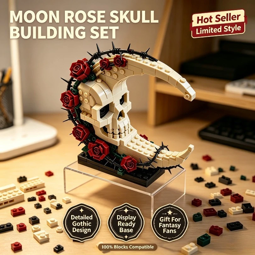 diy-crescent-skull-rose-flower-building-block-model-spooky-gothic-style-home-desk-decoration-collectible-toy-gift