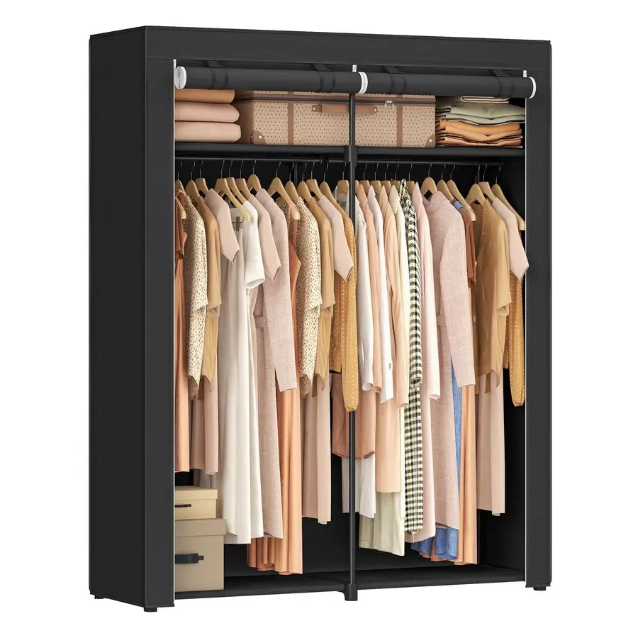 

Closet Wardrobe, Portable Closet for Bedroom, Clothes Rail with NonWoven Fabric Cover, Clothes Storage Organizer, 55.1 x 16.9 x