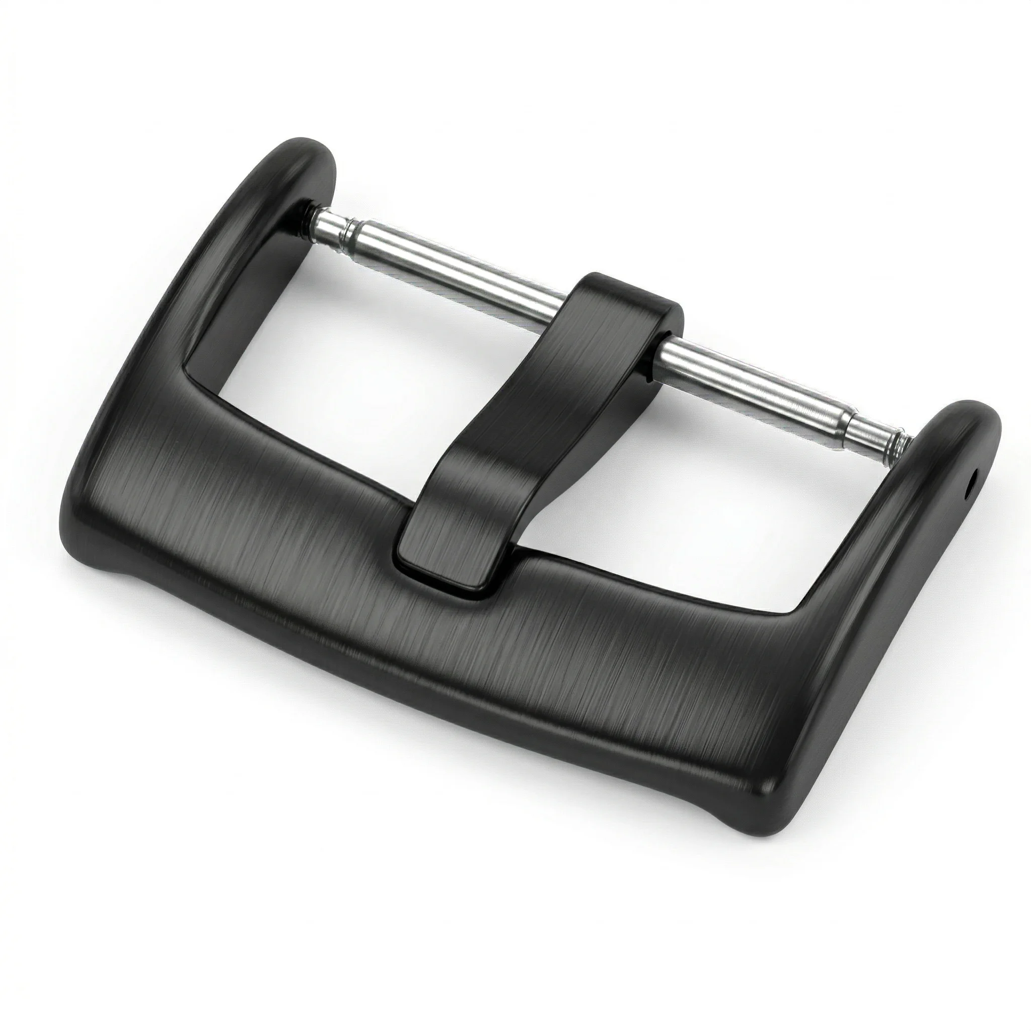 316L Solid Stainless Steel Watch Buckle 16 18 20 22 24mm Brushed Pin Clasp for Leather Strap Silver Black Men image 2