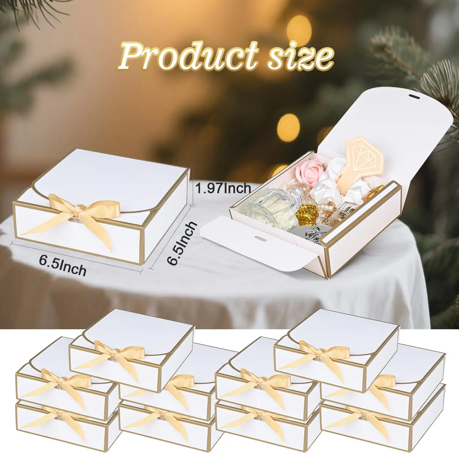5 Sets elegante weiße Geschenkboxen, ideal für Hochzeiten, Brautjungfern-Geschenke, Einweihungsfeiern, Geburtstage, besondere Anlässe, Geschenkverpackungen – Detail 4