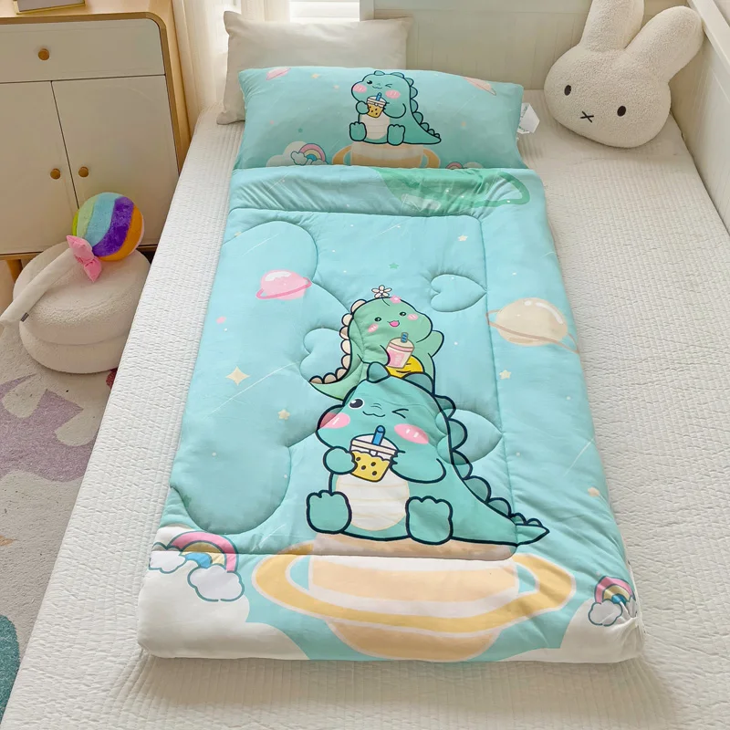 Autumn/Winter Kids Cartoon Sleep Wrap Blanket Child Sleeping Bag Kintted Cotton+Bean Velvet AB side Warm Comforter Boy Girl Gift