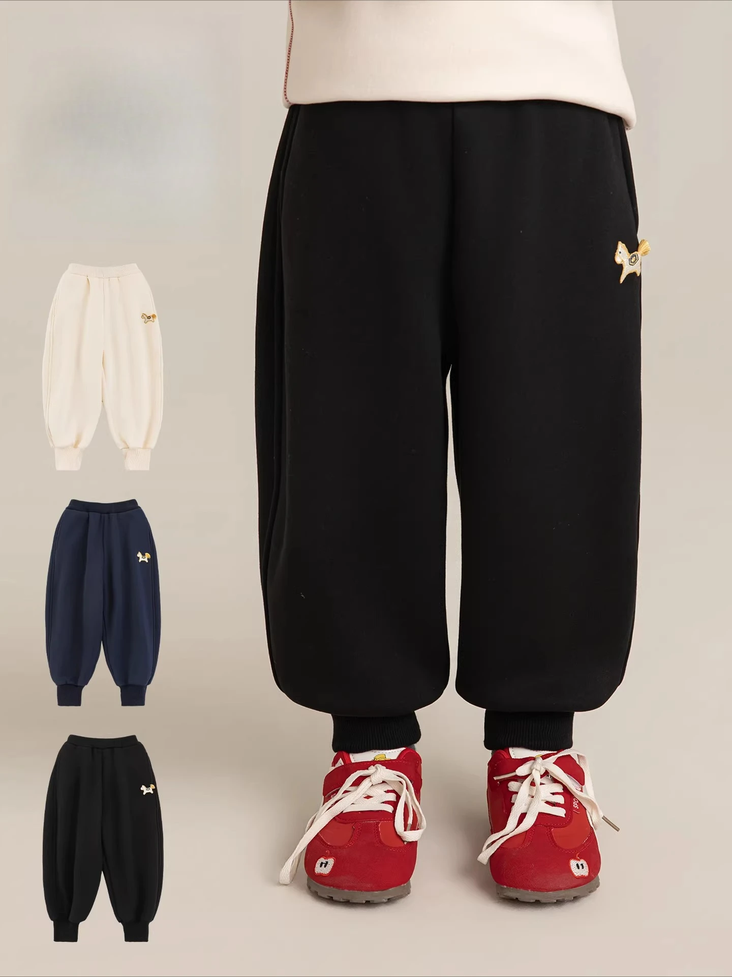 

Зимние штаны для мальчиков, 2026, ветрозащитные термостойкие спортивные штаны с вышивкой пони, милый новогодний подарок, От 1 до 7 лет