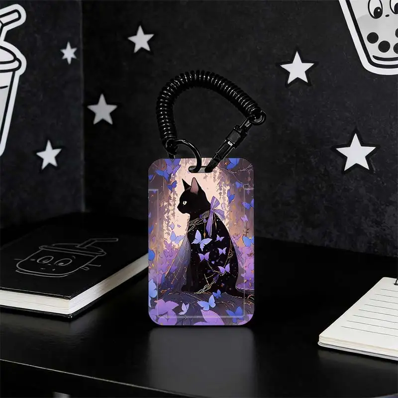 Card Protective Case for Kpop Photocard Holder Student Bus/Meal Card Protection Case Photo Protector Stretchable Spring Cord
