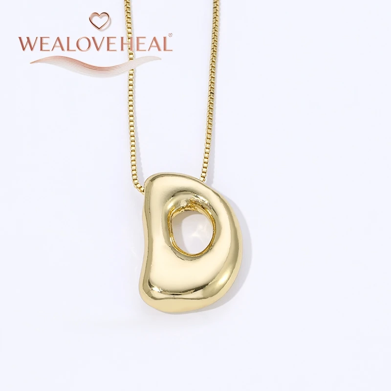 lange kette，halsketten herren，muttertagsgeschenk，schmuck frauen，halskette，18K Vergoldete Messing A-Z Ballon-Buchstaben-Halskette, Puff-Buchstaben-Anhänger, Klobiger Glänzender Personalisierter Namens-Alphabet-Schmuck – Detail 22
